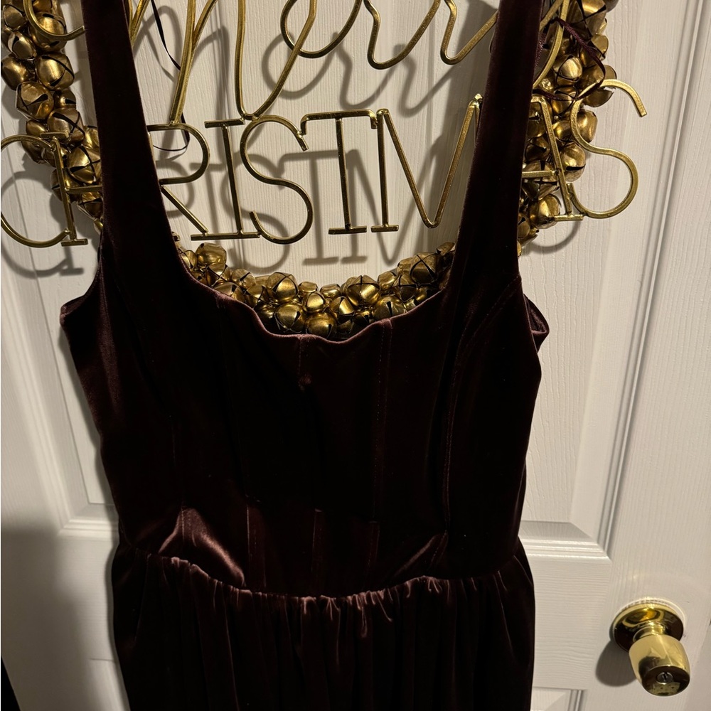 Velvet brown dresses with corset waist